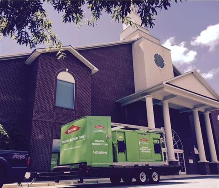 SERVPRO commercial drying equipment in front of a church