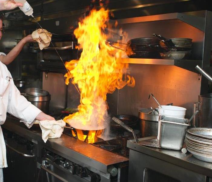 Food Fire while cooking in commercial kitchen